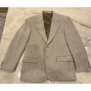 1970s EGO Italy Herringbone Tweed Sport Coat Blazer 42R LORO PIANA Zelander